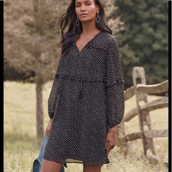 Garnet Hill Silk Dress Ruffle-Bodice Boho Peasant Sz XS oversized flowy - Picture 1 of 12